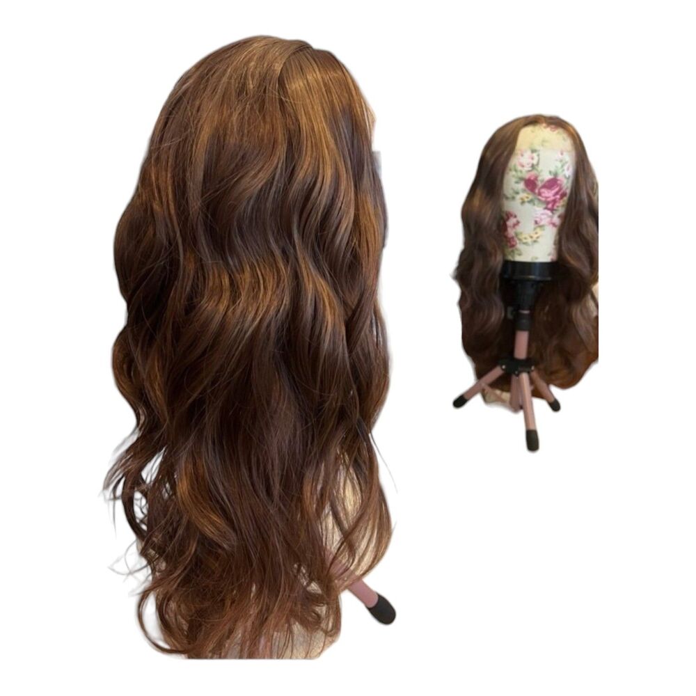 26" Lace Front Brown Curly Hair Synthetic Wig